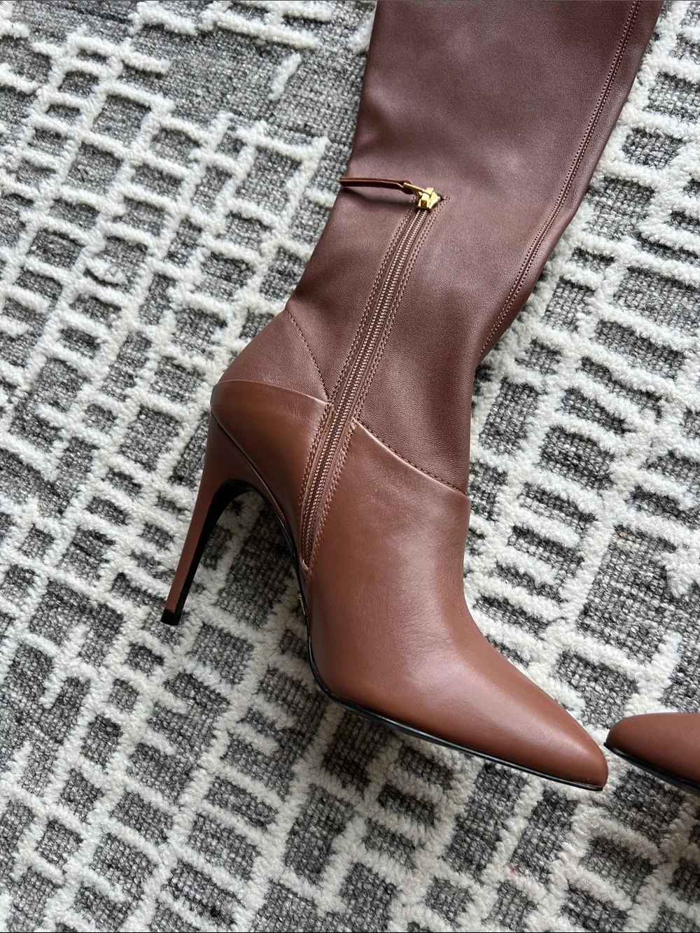 New (NWOB) Reiss Caia Over The Knee Leather Boots in Tan Size 38